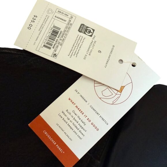 Isabel Maternity NWT 90s Straight Cargo Pocket Crossover Panel Black Jeans 6 - Picture 4 of 7